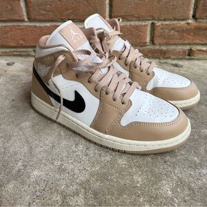 NIKE women’s  AIR JORDAN 1 MID sneakers tennis shoes
SAIL/BLACK-DESERT